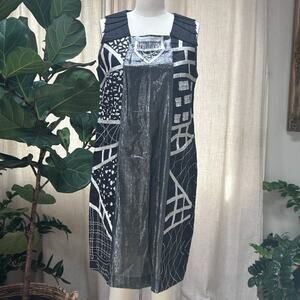 Art to Wear Patchwork Cotton Midi Dress Lagenlook Art Teacher Avant Garde L Niza
